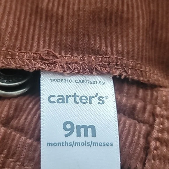 Pre-Owned Carter’s Brown Corduroy Bib Overalls-Cozy and Stylish (Size 9 months) - Picture 5 of 9